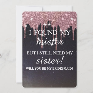 Invitation Serez-vous ma demoiselle d'honneur ? Rose Gold Dri