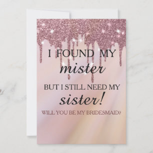 Invitation Serez-vous ma demoiselle d'honneur ? Rose Gold Dri