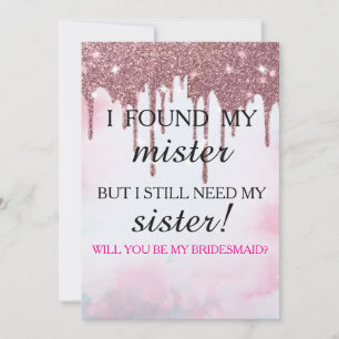 Invitation Serez-vous ma demoiselle d'honneur ? Rose Gold Dri