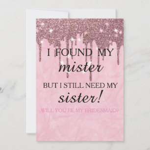 Invitation Serez-vous ma demoiselle d'honneur ? Rose Gold Dri