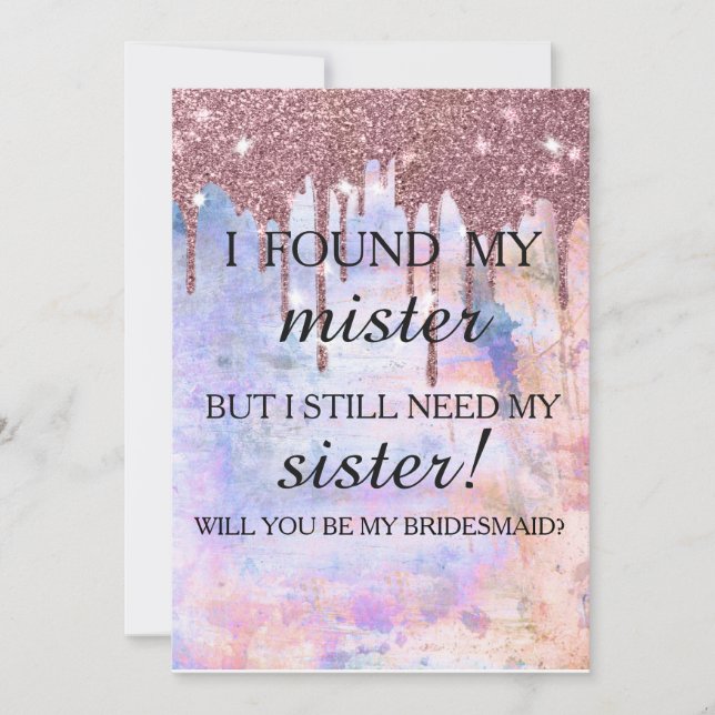 Invitation Serez-vous ma demoiselle d'honneur ? Rose Gold Dri (Devant)