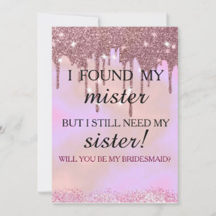 Invitation Serez-vous ma demoiselle d'honneur ? Rose Gold Dri