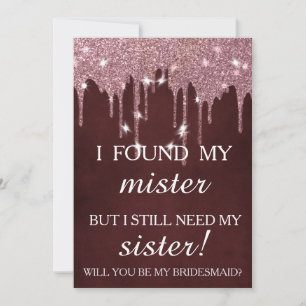 Invitation Serez-vous ma demoiselle d'honneur ? Rose Gold Dri