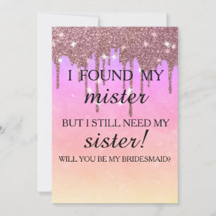Invitation Serez-vous ma demoiselle d'honneur ? Rose Gold Dri