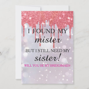 Invitation Serez-vous ma demoiselle d'honneur ? Rose Gold Dri