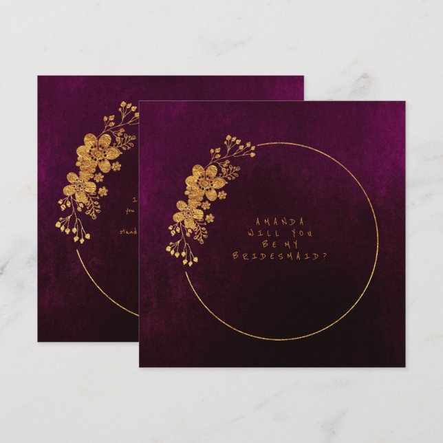 Invitation Serez-Vous Ma Femme D'Accueil Burgunde Velvet (Devant / Derrière)