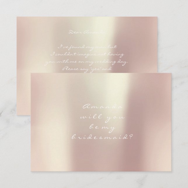 Invitation Serez-Vous Ma Femme D'Accueil En Or Peach Rose Blu (Devant / Derrière)