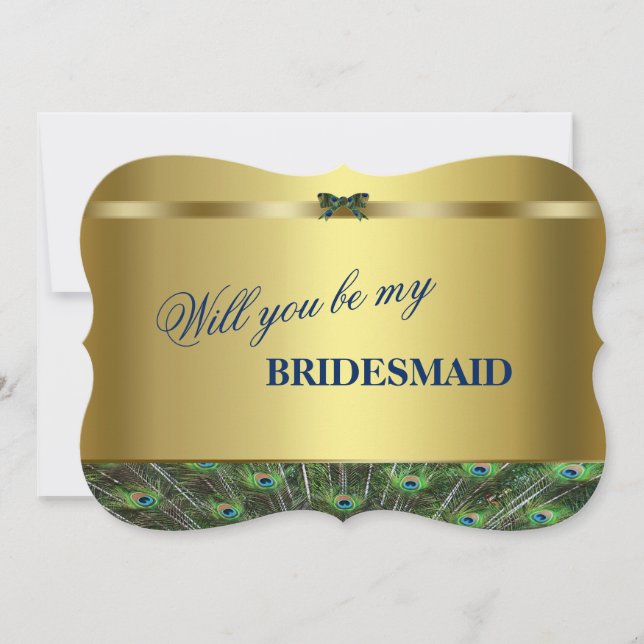 Invitation Serez-Vous Ma Femme D'Accueil ? Peacock en or pers (Devant)