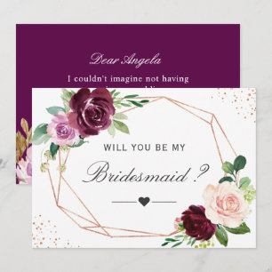 Invitation Serez-Vous Ma Femme D'Accueil Plum Purple Floral