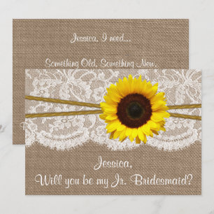 Invitation Serez-Vous Ma Femme D'Accueil ? Tournesol rustique