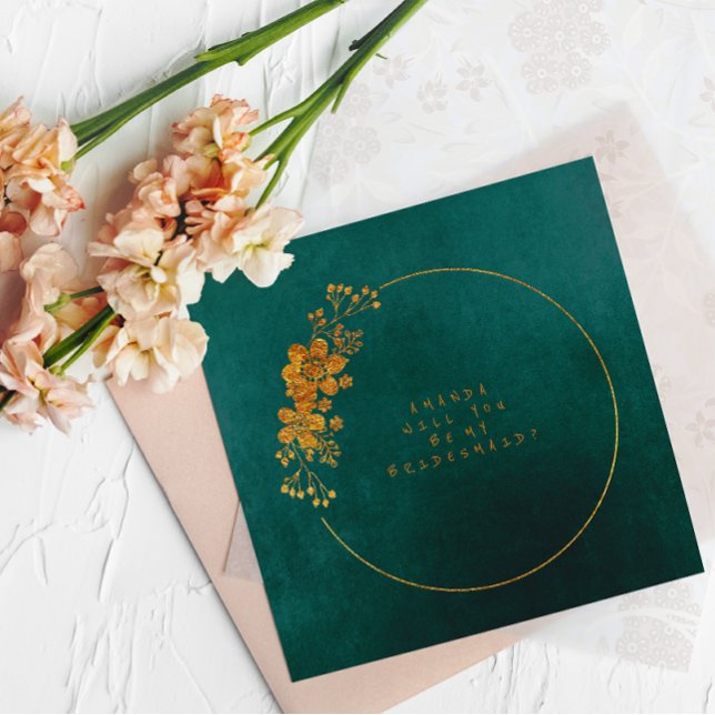 Invitation Serez-Vous Ma Femme D'Accueil Tropical Green Velve (Will You Be My Bridesmaid Tropical Green Velvet Invitation)