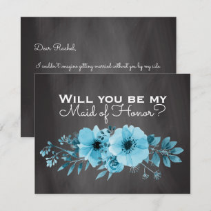 Invitation Serez-vous ma femme d'honneur ? Maid of Honor Blu