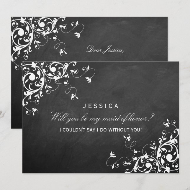 Invitation Serez-Vous Ma Fille D'Honneur Des Élégantes Éclats (Devant / Derrière)