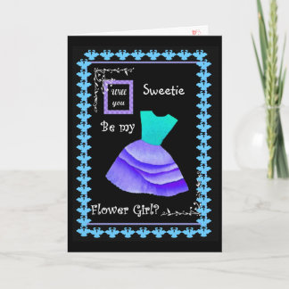 Invitation Serez-Vous Ma Fille Fleur ? Robe BLEU & PURPLE