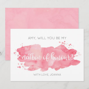 Invitation Serez-vous ma mère d'honneur Aquarelle rose