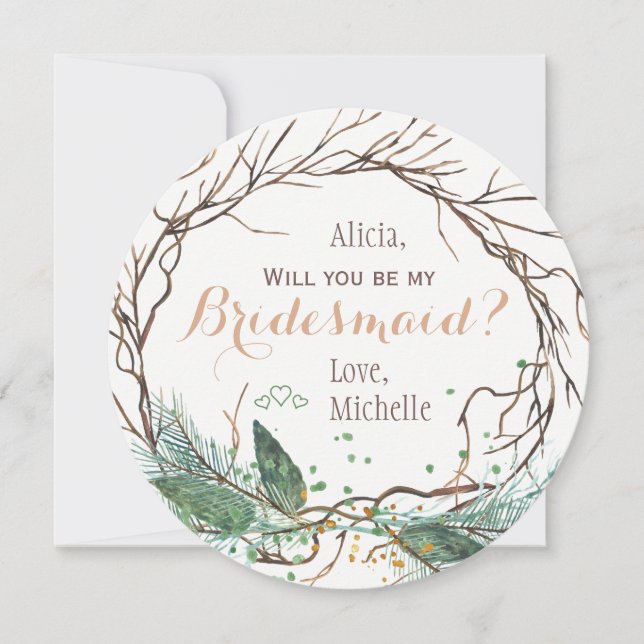 Invitation Serez-vous ma servante d'hiver branches modernes (Devant)
