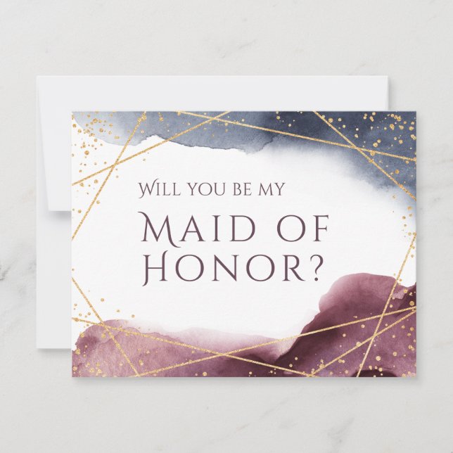 Invitation Serez-vous ma servante d'honneur Aquarelle Géométr (Devant)