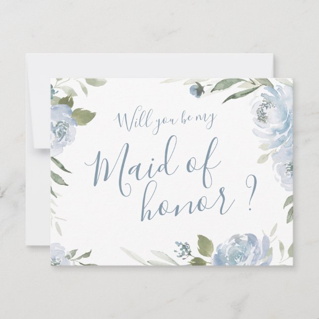 Invitation Serez-vous ma servante d'honneur bleu pâle (Devant)