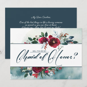 Invitation Serez-vous ma servante d'honneur Dusty Blue   Bour