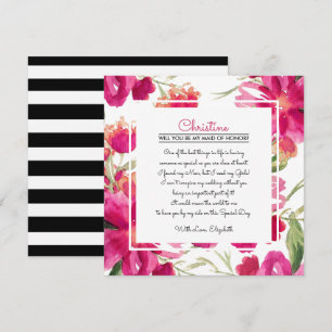 Invitation Serez-vous ma servante d'honneur ? Fuchsia Floral