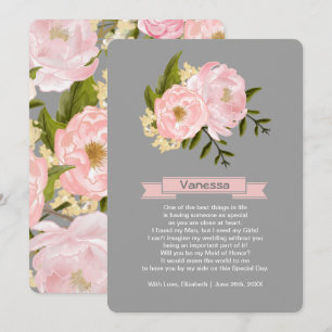 Invitation Serez-vous ma servante d'honneur ? Pies roses