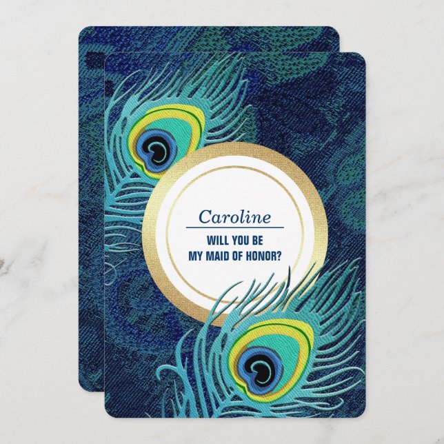 Invitation Serez-vous ma servante d'honneur ? Plumes de paque (Devant / Derrière)