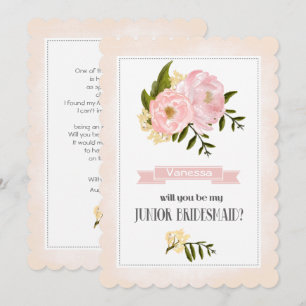 Invitation Serez-vous ma servante Jr Bridesmaid ? Pies roses