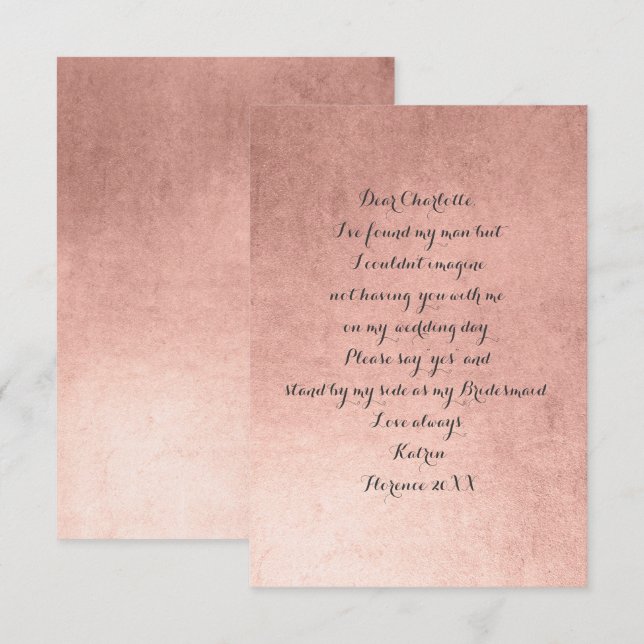 Invitation Serez-Vous Ma Serveuse D'Épouse? Poudre De Rose Ro (Devant / Derrière)