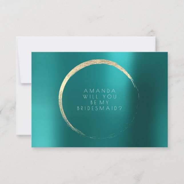 Invitation Serez-Vous Ma Serveuse Turquoise Verte Gold Minima (Devant)