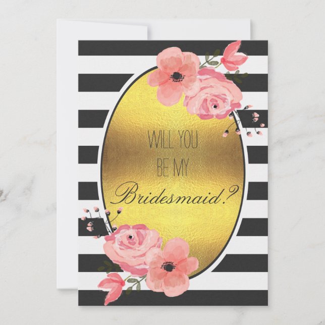 Invitation Serez-Vous Mes Fleurs D'Or Faux Faux De Femme D'Ép (Devant)