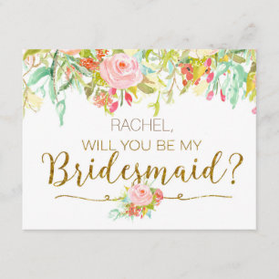 Invitation Serez-Vous Mon Bridesmaid Card Rose Garden