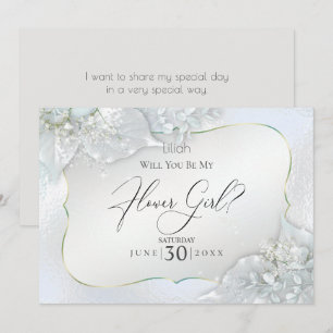 Invitation Serez-Vous Mon Flower Icy Blue Shimmer