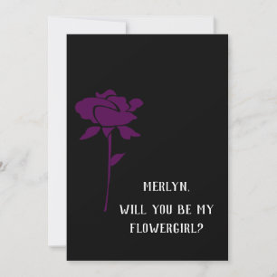 Invitation Serez-Vous Mon Flowgirl Purple Rose Mariage