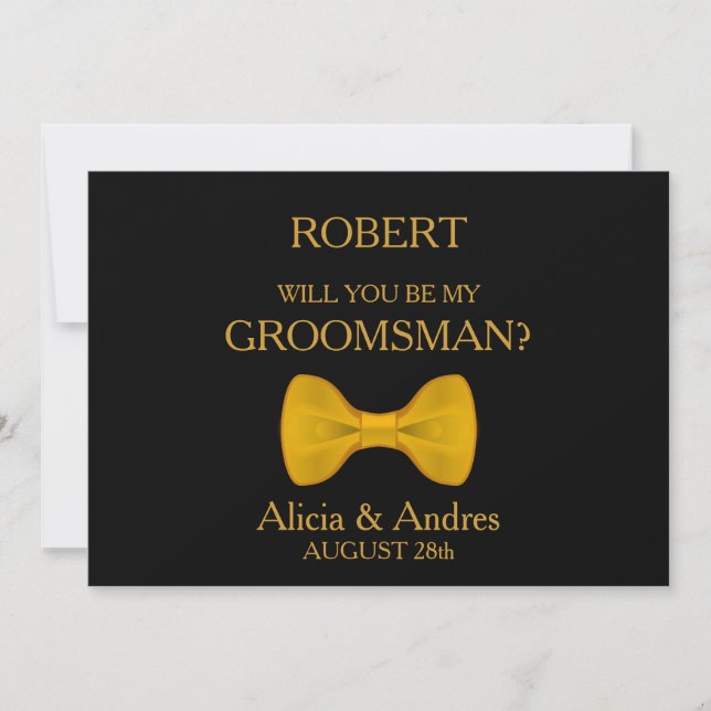 Invitation Serez-vous mon Groomsman ? avec Gold Bow (Devant)