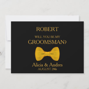 Invitation Serez-vous mon Groomsman ? avec Gold Bow