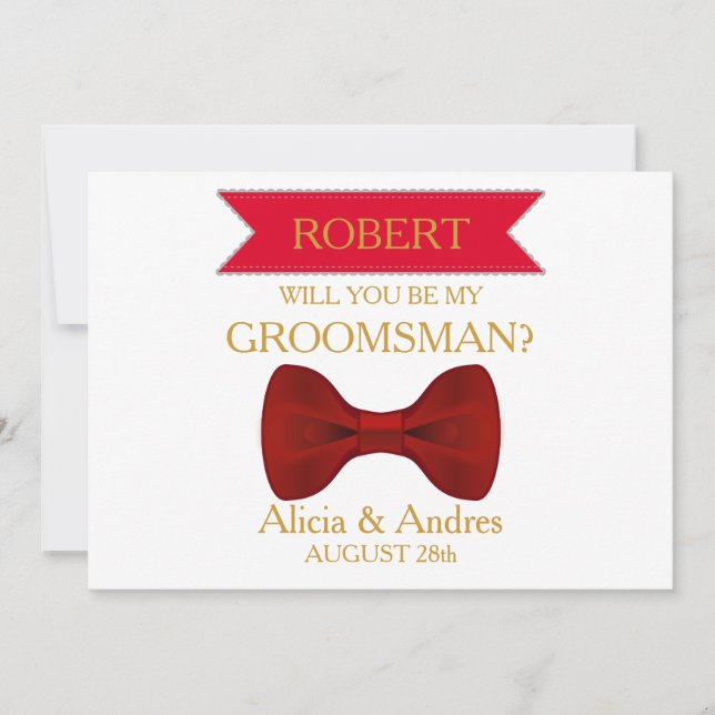 Invitation Serez-vous mon Groomsman ? avec Gold Bow (Devant)
