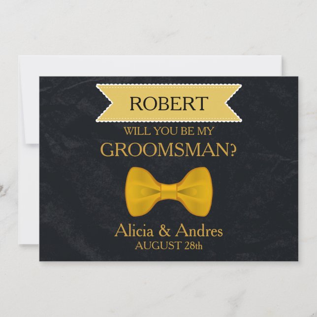 Invitation Serez-vous mon Groomsman avec Gold Bow ? (Devant)