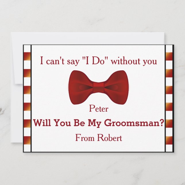 Invitation Serez-Vous Mon Groomsman Black Chalboard Red Bow (Devant)