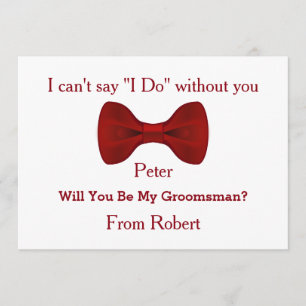 Invitation Serez-Vous Mon Groomsman Black Chalboard Red Bow