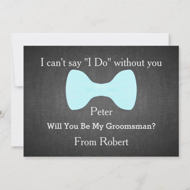 Invitation Serez-Vous Mon Groomsman Black Chalk Board Bow (Devant)