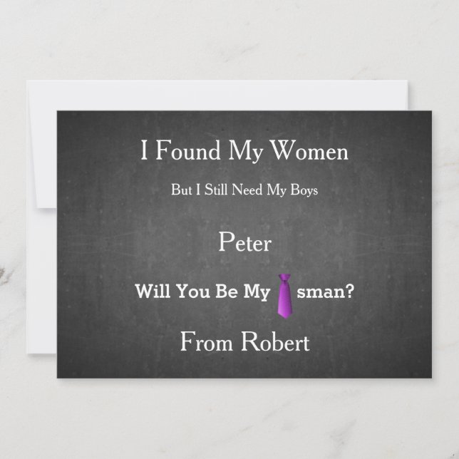 Invitation Serez-Vous Mon Groomsman Black Chalk Board Cravate (Devant)