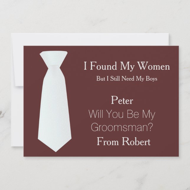Invitation Serez-Vous Mon Groomsman Cravate blanche et noire (Devant)
