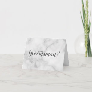 Invitation Serez-Vous Mon Groomsman ? Élégant script en marbr