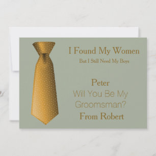 Invitation Serez-Vous Mon Groomsman Gold & White Cravate