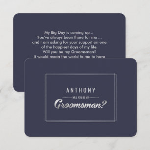 Invitation Serez-vous mon Groomsman ? Mariage en argent bleu