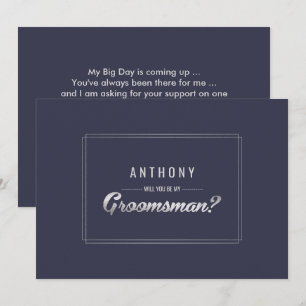 Invitation Serez-vous mon Groomsman ? Mariage en argent bleu
