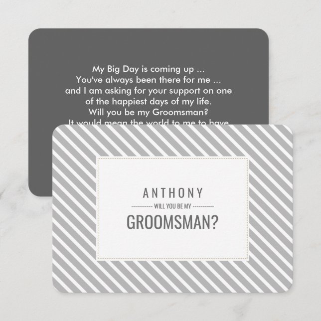 Invitation Serez-vous mon Groomsman ? Motif Gris (Devant / Derrière)