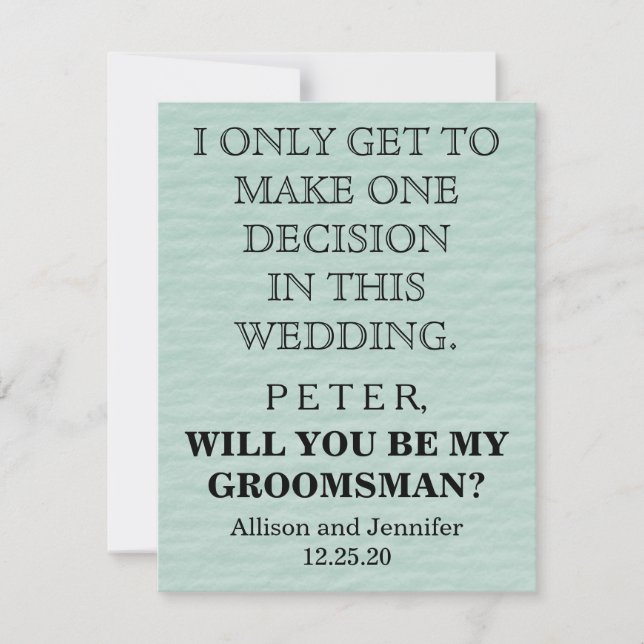 Invitation Serez-vous mon Groomsman ? Personnalisé (Devant)
