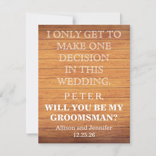 Invitation Serez-vous mon Groomsman ? Personnalisé (Devant)