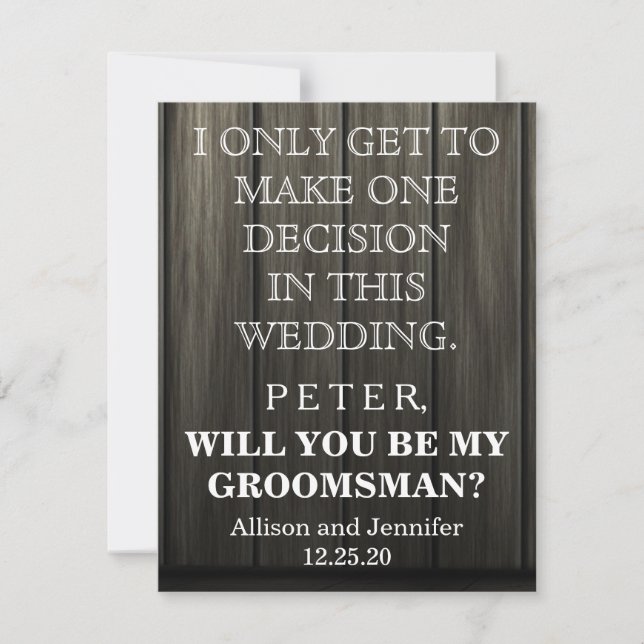 Invitation Serez-vous mon Groomsman ?Personnalisé (Devant)